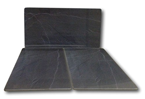 3 x Glas Herdabdeckplatte Herdabdeckung Schneidebrett Abdeckplatte für Ceranfeld Design Schiefer extra für große 80 cm Kochfelder Herdblende - 2
