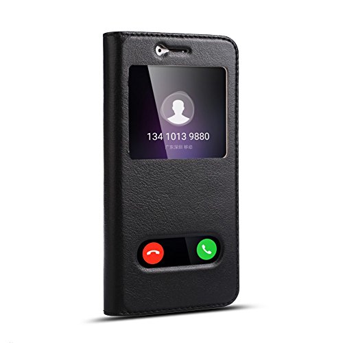 DWaybox Honor 9 Leder H  lle Foldable Stand Feature mit View Window Folio Schutzh  lle Slim Luxury Echt Leder H  lle f  r HUAWEI Honor 9 5 15 Inch  Bl