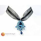 Collana ciondolo cristallo swarovski blu Carolina 04