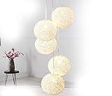 Hängelampe Pendellampe Kugellampe Hanf Kugel BOZZOLO PEARL weiss Lampe Hängeleuchte