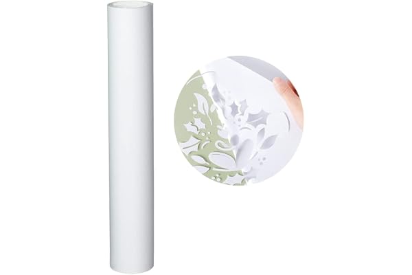 Heinaroman Rouleau Vinyle Adhésif - 30cm×304cm Blanc Mat Repositionnable Film auto-Adhésif Pour Couper et Silhouette Cameo, Appliqué Dans Les Travaux Manuels et La Décoration de La Maison