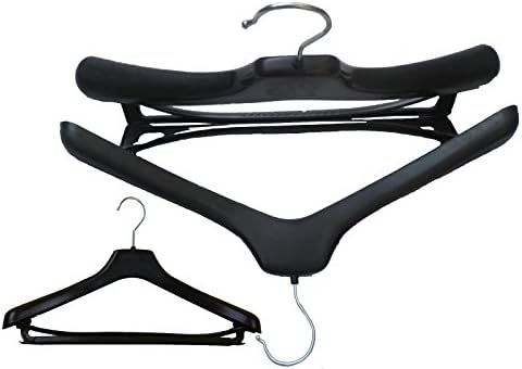 Weedoo 3 x 17" Extra Wide Strong Black Suit/Coat Plastic Hangers with Trouser Bar
