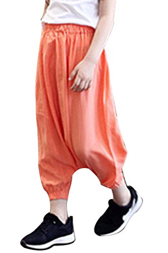 Girls Kids Cotton Baggy Hip Hop Pants Drop-Crotch Capri Pants Harem Trousers