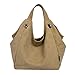 Produktbild REALIKE Damen Tote Beutel Canvas Tasche Vintage Schultertasche Shopper Henkeltasche Wasserdicht Einfarbig Crossover Strandtasche Freizeit Ausflug Hobo Bag Ngetasche Sportbeutel (Khaki, S)