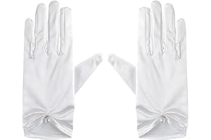 TSUWNO Guantes cortos de encaje floral para novia, elegantes y cómodos para bodas, óperas, fiestas y bailes nupciales en verano. Guantes elásticos para todo tipo de eventos y cócteles.