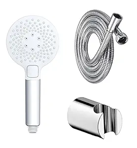 MARCOWARE ABS DS-2212 Three Flow Rain & Massage Hand Shower with 1.5 MTR Stainless Steel 304 Hose & Wall Hook, Chrome Polished