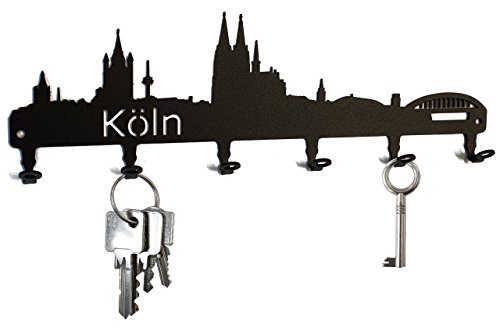 Schlüsselbrett / Hakenleiste * Skyline Köln * - Schlüsselboard Nordrhein-Westfalen, Schlüsselleiste, Metall - 6 Haken
