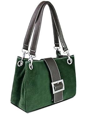 Damen-Handtasche, klein, echtes italienisches Wildleder, Hobo-Stil, Schultertasche, Doppel-Schultergurt