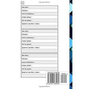 Carnet de Mots de Passe: A5 - 98 Pages - 12 - Carres - Bleu - Post-it