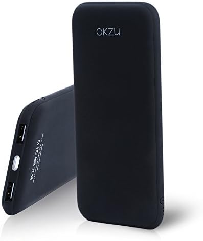 Portable Charger, OKZU 10000mAh Dual-Port Power Bank, External Battery for iPhone, iPad, iPod, Samsung and Android Devices(Black)
