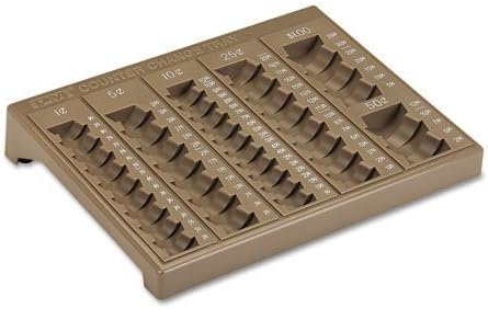 PM Company Products - PM Company - Counter Change Plastic Coin Tray w/Lock, Pebble Beige - Sold As 1 Each - One-piece plastic tray has pockets for pennies, nickels, dimes, quarters, halves and dollars for precise coin count. - Denominations clearly marked along edge of tray. - by PM Company Products