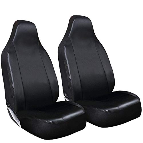 Heavy Duty Luxury Deluxe Front Pair Car Van Seat Covers - Black Leather - 1+1-2 x Fronts