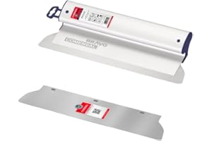 COMENSAL Professional Set - Surface Spatula 400 mm with Blade 0.3 mm - Replacement Blade 0.5 mm - Wide Spatula - Decorative Spatula - Facade Spatula - Stainless Steel - Made in EU