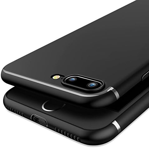 iPhone 7 Plus Case, OWM [Ultra Thin 0.6mm] Designer Slim Light Soft Skin Grip Silicone Cover for iPhone 7 Plus Phone Cover with Screen Protector (Black - No Logo Hole)