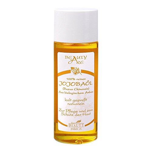 Jojobaöl kaltgepresst - 100% naturrein - für HAUT und HAAR - zieht schnell ein - Sehr effektiv bei rauer, trockener und spröder Haut - wirkt der Hautfaltenbildung entgegen (100ml in GLASFLASCHE)