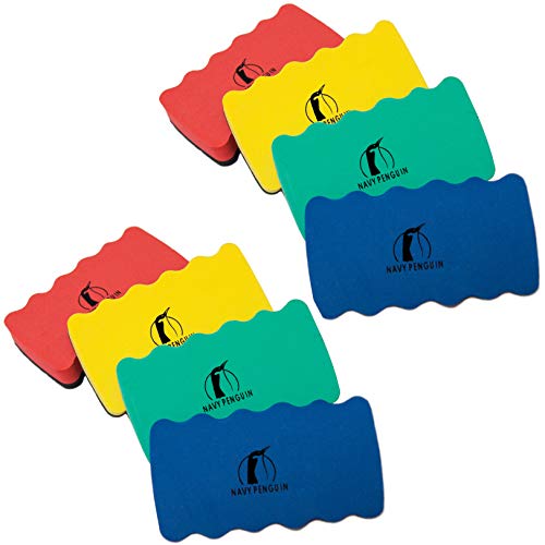 Borrador Mágnetico para Pizarra Blanca - Conjunto Premium de 8 - Goma de Borrar con Imanes Fuertes - Limpiador para Marcadores y Rotuladores de Borrado en Seco - Liquidador para Oficina y Escuela