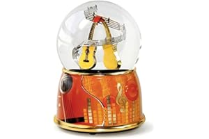 LUTÈCE CRÉATIONS Caja de música/Globo/Bola de Nieve Musical de Vidrio Animada con Dos Guitarras, Purpurina y Mecanismo Musical de Resorte de 18 Notas - Love me Tender (Elvis Presley)
