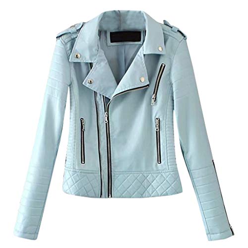 Preisvergleich Produktbild POTOU Damen Kunstleder-Jacke Motorradjacke College Jacke