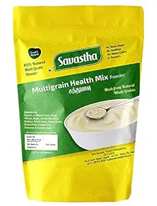 Savastha Health mix Powder, 100% Natural Multi Grain Health Mix Powder, Sathu Maavu, Cereals, Pulses and Nuts Porridge For a Balanced Nutritious Breakfast Food For Kids, Adults, Elderly People. 500 Gm