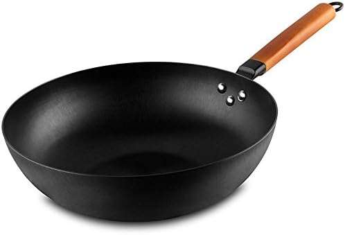 Madaye Pan cooker wok thickened fine iron pan uncoated household wok Size: 32cm