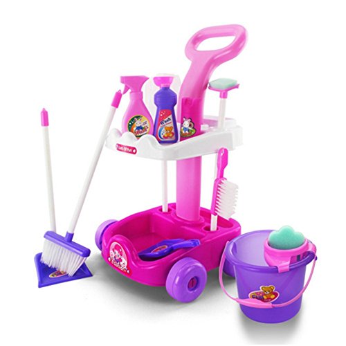 Preisvergleich Produktbild Kinder Mädchen Reinigen Werkzeug Karren Spielzeug Kehrbesen Eimer