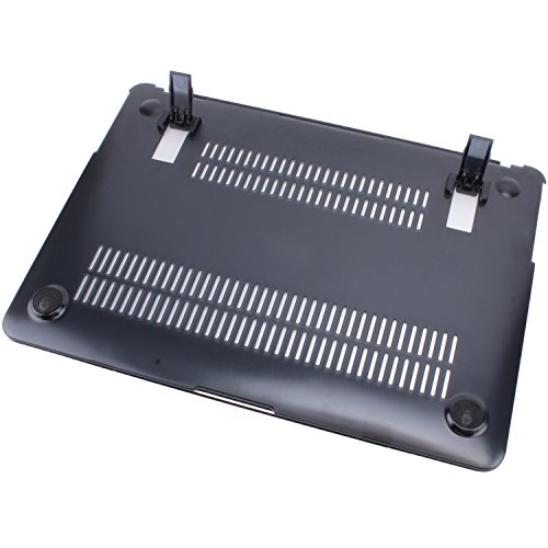 LIANG Matte Gummierte Harte Schutzhülle mit Kickstand Ständer für Macbook Air 13 Hülle Cover Tasche Silicon Case Shell Hard Plastik mattiert SchutzTasche + tpu Tastatur-Schutzfolie(Schwarz,MacBook Air 13 A1369 / A1466),Schwarz - 5