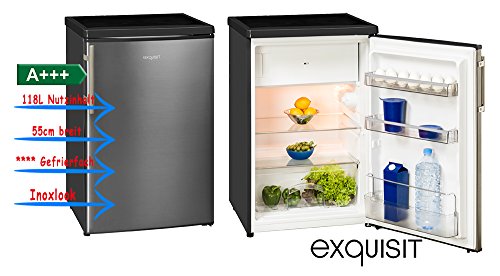 Exquisit KS 16-4 A+++ Inoxlook Khlschrank mit Gefrierfach A+++ 55cm breit Brokhlschrank