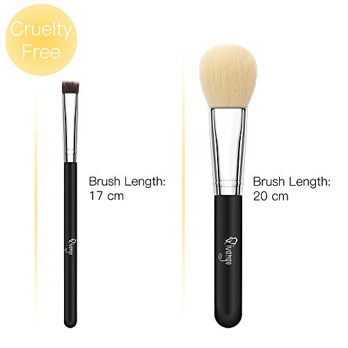 Qivange 15 stück makeup Pinselset synthetisches kosmetik Pinsel Set Foundation Lidschatten Pulver schminkpinsel mit kosmetik Tasche(Schwarz Silber) - 7