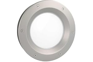 MLS Ojo de Buey B6000, de Aluminio Robusto, Vidrio de Seguridad VSG, Apto para Puertas de 40 mm de Espesor, Tornillos de Fijación Visibles en Ambos Lados, 400 mm de Diámetro, Vidrio Mate