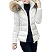 Produktbild Geili Wintermantel Damen Warmer Steppjacke Kurz Daunenjacke mit Pelzkapuze Frauen Slim Fit Reißverschlus Winterjacke Parka Übergangsjacke Wattierte Jacken Übergrößen