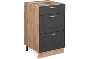 ‎VICCO Vicco Küchenunterschrank Fame-Line, Anthrazit-Gold/Goldkraft Eiche, 50 cm ohne Arbeitsplatte