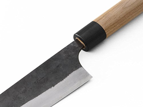 Original japanisches SANTOKU-Messer Kurouchi Yoshimi Kato. Klingen-Länge 17cm. Aogami super, handgeschmiedet. Runder Echt-Holz-Griff aus hochwertiger amerikanischen Kirsche - 3