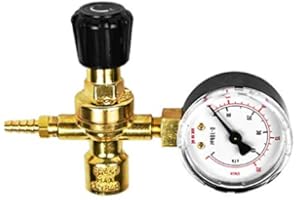 LULIZZIE Riduttore gas Argon/CO2 mini con manometro per bombole mono-uso e ricaricabili - connessione bombola M10x1