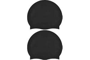 Newaner 2 Pièces Bonnet de Bain en Silicone pour Cheveux Longs, Protection auditive, Revêtement Ripstop pour Le Confort et la résistance au Glissement, Bonnets de Bain pour Hommes et Femmes（Noir）