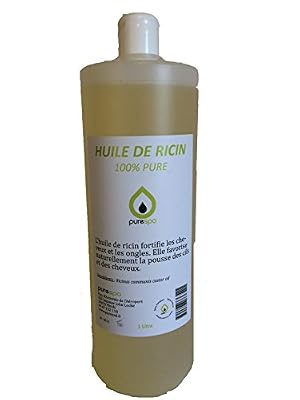 Purespa by Purenail Huile végétale de RICIN pressée à froid- 100% PURE - PURESPA , 1 Litre , soin du cheveu et de l'ongle