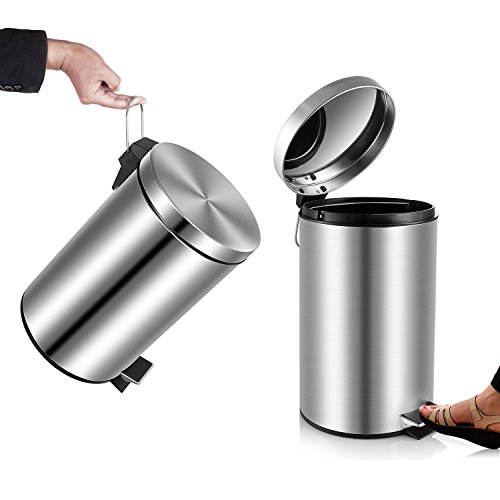 Fortune Candy (TM) rund Schritt Mini Badezimmer Trash kann Edelstahl mit Deckel Schließen passgenau, 0,8 l/3L - 4