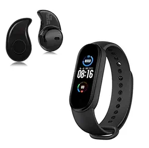 TechKing Smart Band 5 Fitness Band Full-Touch Screen Wrist Watch Band and Mini S530, Single Ear Wireless Bluetooth Headset Earphone with Mic