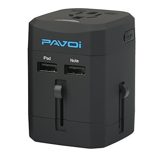 Preisvergleich Produktbild Pavoi All-in-One Reiseadapter Weltreiseadapter Universal Netzadapter Reisestecker Adapter Steckdosenadapter reise adapter Netz-Reiseadapter (USA UK EU AU) + 2.5A DUAL USB
