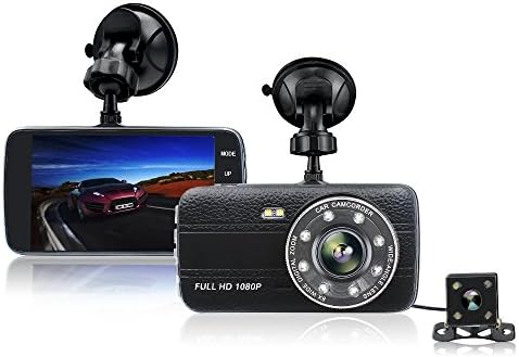 VOKUA Car Dash Cam 4" LCD FHD 1080p 170 Degree Wide Angle Dual Channel Dashboard Camera Recorder with Sony Video Sensor, G-Sensor, WDR, Loop Recording