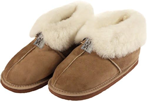 AM artmoda Sheepskin Ankle Bootee Slipper Laura in Milk&amp;Coffee Brown Size: 6