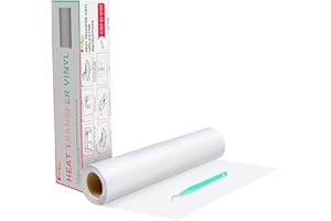 HTVRONT Heat Transfer Vinyl Roll – White HTV Vinyl Iron On 12" x 20ft (30.5 x 610cm) HTV Vinyl for T-Shirts, Clothing, and Fabrics – Perfect for DIY Projects and Crafting