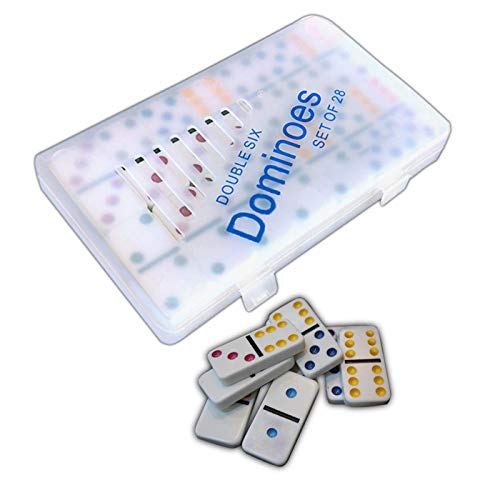 7Fuerte Set of 28 Dominoes Juego de dominó Dominó Doble 6 Guego de Dominó en una Caja Transparente