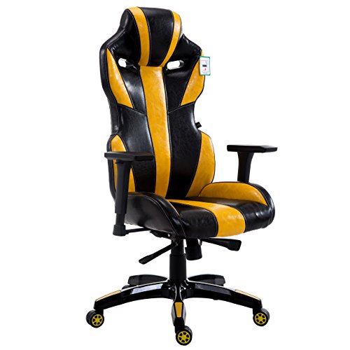 CTF PRO BUMBLE-BEE High Back Racing Gaming Computer Office Desk Chair with 3-D Adjustable Armrests (Yellow)