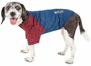 Pet Life Active 'Hybreed' 4-Way Stretch Two-Toned Performance Dog T-Shirt, Medium, Blue