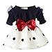 Zhuannian Baby Girls Long Sleeve Spot Bowknot Organza Dress (3-6 months, Navy Blue)