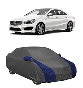 SHIVRAT Presents Semi Waterproof and Dustproof Car Body Cover Compatible with Mercedes Benz C-Class All Variants_Grey & Blue Design with Mirror Slots