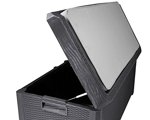 Kissenbox Santo Rattan Optik anthrazit Sitztruhe inkl. passender Auflage (beige) Auflagenbox 560 Liter XXL - 4