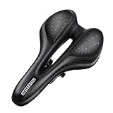 【Bequeme Wasserdicht】Die Satteloberfläche ist aus abriebfestem, rutschfestem wasserfestem PU-Leder gefertigt und kann wasserdicht sein. Das hohl Design sammelt kein Wasser und lässt sich leichter trocknen.