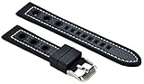 Silikon Uhrenarmband 20-22-24mm Grand Prix Carbon Optik Schwarz Weiße Naht 20mm