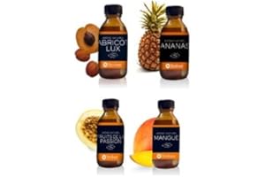 NÉROLIANE NEROLIANE – Lot 4 Arômes Naturels 50ml : Abricot, Ananas, Mangue, Fruits de la Passion – Pour Yaourts, Glaces, Gâteaux, Boissons, Macarons – Qualité Professionnelle – Sans Alcool – Fabriqué en France